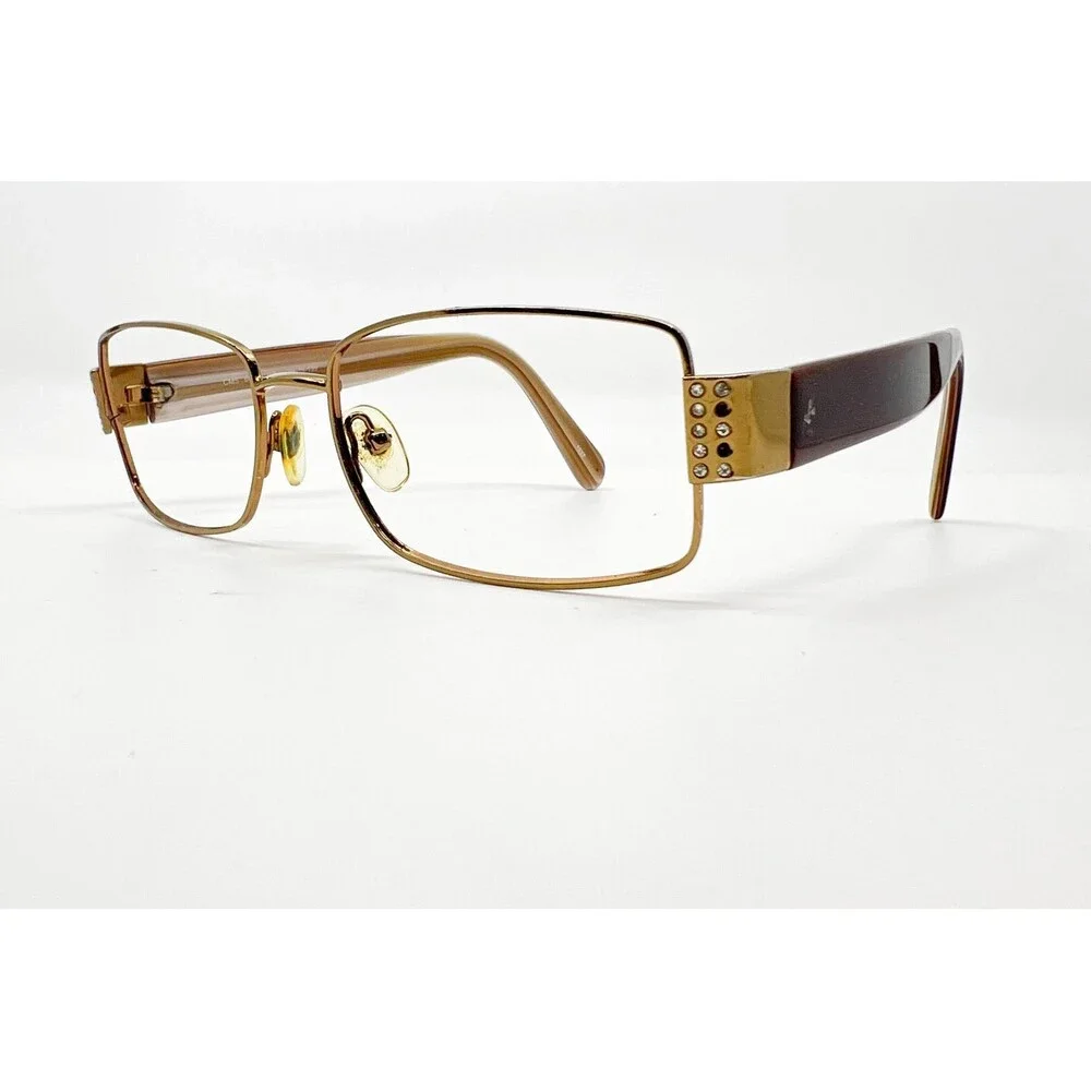 Chelsea Morgan Eyeglasses Womens Brown Gold Rhinestone CMS 604 54-16-135